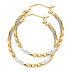 Medium Twisted Diamond-Cut Hoop Earrings - 14K Two-Tone Gold 2mm x 0.9 inch
