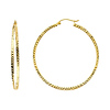 Medium Slender Diamond-Cut Hoop Earrings - 14K Yellow Gold 1.5mm x 1.3 inch