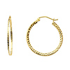 Small Slender Diamond-Cut Hoop Earrings - 14K Yellow Gold 1.5mm x 0.9 inch