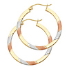 Medium Satin Smooth Hoop Earrings - 14K Tricolor Gold 2mm x 1.1 inch