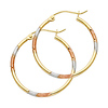 Medium Rounded Satin Smooth Hoop Earrings - 14K TriGold 1.5mm x 0.9 inch
