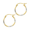 Petite Rounded Diamond-Cut Polished Hoop Earrings - 14K Two-Tone Gold 1.5mm x 0.5 inch