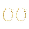 Small Oval Crisscross Diamond-Cut Hoop Earrings - 14K Yellow Gold