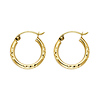 Petite Thick Crisscross Diamond-Cut Hoop Earrings - 14K Yellow Gold 2mm x 0.5 inch