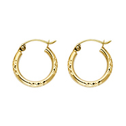 Petite Thick Crisscross Diamond-Cut Hoop Earrings - 14K Yellow Gold 2mm x 0.5 inch