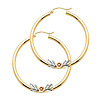 Medium Polished Flower Hoop Earrings - 14K Yellow Gold 2.5mm x 1.1 inch