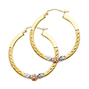 Medium Flower Hinge Hoop Earrings - 14K Yellow Gold 29mm or 1.1 inch