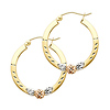 Small Flower Hinge Hoop Earrings - 14K Yellow Gold 23mm or 0.9 inch