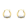 Petite Dolphin Hinge Hoop Earrings - 14K Two-Tone Gold 13mm or 0.5 inch