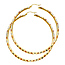 Extra Large Fancy Diamond-Cut Hoop Earrings - 14K TriGold 3mm x 2.5 inch