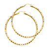 Large Fancy Diamond-Cut Hoop Earrings - 14K TriGold 3mm x 2.1 inch