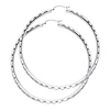 Extra Large Fancy Diamond-Cut Hoop Earrings - 14K White Gold 3mm x 2.5 inch