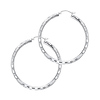 Medium Fancy Diamond-Cut Hoop Earrings - 14K White Gold 3mm x 1.3 inch