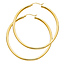 Large High Polished Thick Hoop Earrings - 14K Yellow Gold 3mm x 2.1 inch