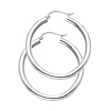 Medium High Polished Thick Hoop Earrings - 14K White Gold 3mm x 1.1 inch