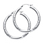 Medium High Polished & Satin Hoop Earrings - 14K White Gold 3mm x 1.3 inch