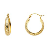 Small Diamond-Cut Bangle Hoop Earrings - 14K Yellow Gold 3mm x 0.7 inch