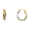 Petite Hammered Double Hoop Earrings - 14K Two-Tone Gold 3mm x 0.5 inch
