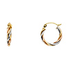 Petite Twisted Hoop Earrings - 14K Tricolor Gold 14mm or 0.5 inch