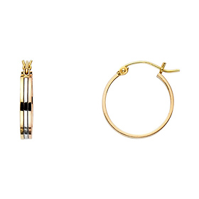 Small Stacked Triple Hoop Earrings - 14K Tricolor Gold 17mm or 0.6 inch