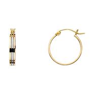 Small Stacked Triple Hoop Earrings - 14K Tricolor Gold 17mm or 0.6 inch