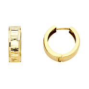 14K Yellow Gold Petite Faceted Huggie Hoop Earrings