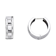 14K White Gold Petite Faceted Huggie Hoop Earrings