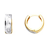 14K Two-Tone Gold Petite Greek Key Huggie Hoop Earrings
