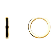 14K Yellow Gold Petite Onyx Huggie Hoop Earrings