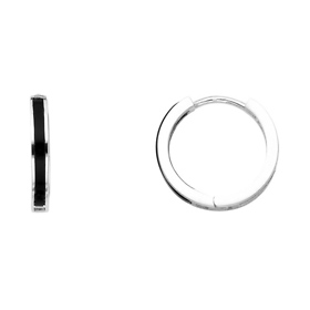 14K White Gold Petite Onyx Huggie Hoop Earrings