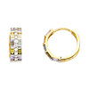 14K Yellow Gold Colorful CZ Huggie Hoop Earrings