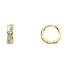 14K Two-Tone Gold Semi-Lined CZ Huggie Hoop Earrings