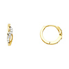 14K Yellow Gold Semi-Lined Infinity CZ Huggie Hoop Earrings