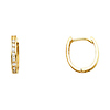 14K Yellow Gold Oval Channel-Set Round-Cut CZ Huggie Hoop Earrings