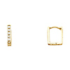 14K Yellow Gold Rectangle Channel-Set Round-Cut CZ Huggie Hoop Earrings