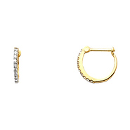 Slender Cubic Zirconia Huggie Hoop Earrings - 14K Yellow Gold