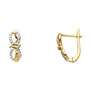 Infinity CZ with Latch Back Huggie Hoop Earrings - 14K Yellow Gold
