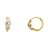 Fancy Bow Cubic Zirconia Huggie Hoop Earrings - 14K Yellow Gold