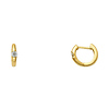 Bezel Round-Cut Cubic Zirconia Huggie Hoop Earrings - 14K Yellow Gold