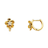 Flower Cubic Zirconia Huggie Hoop Earrings - 14K Yellow Gold