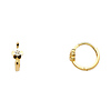 High Polished Flower CZ Huggie Hoop Earrings - 14K Yellow Gold