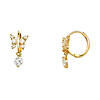 Butterfly Cubic Zirconia Dangle Huggie Hoop Earrings - 14K Yellow Gold