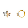 Diamond-Cut Butterfly Huggie Hoop Earrings - 14K Tricolor Gold