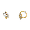 Heart & Bow CZ Huggie Hoop Earrings - 14K Yellow Gold