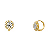 Halo Faceted CZ Huggie Hoop Earrings - 14K Two-Tone Gold