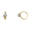 Bypass Dome Cubic Zirconia Huggie Hoop Earrings - 14K Two-Tone Gold