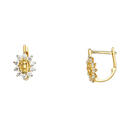 Our Lady of Guadalupe CZ Huggie Hoop Earrings - 14K Yellow Gold