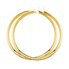 Large Flat Cubic Zirconia Hoop Earrings - 14K Yellow Gold 3mm x 1.7 inch