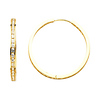 Medium Round Pave-Set CZ Hoop Earrings - 14K Yellow Gold 3mm x 0.9 inch