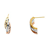 Mini Triple Twisted CZ Huggie Hoop Earrings - 14K Tricolor Gold 6mm x 0.2 inch
